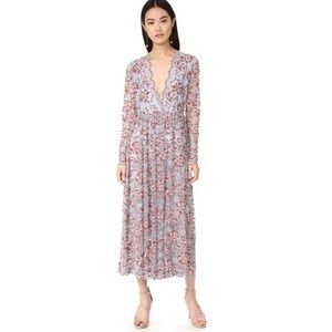 Ganni blue & rust lace Flynn midi dress / sz 38